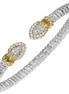 Vahan 14K Yellow Gold and Sterling Silver 0.28 CTW Diamond Pear Shaped 4mm Open Cuff Bracelet