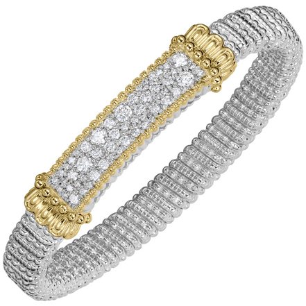 Vahan 14K Gold And Sterling Silver 8mm Diamond Closed Bar Bracelet