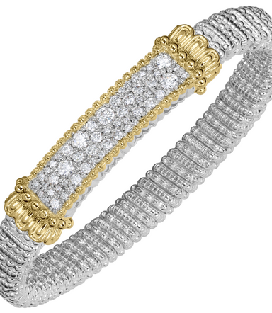 Vahan 14K Gold And Sterling Silver 8mm Diamond Closed Bar Bracelet