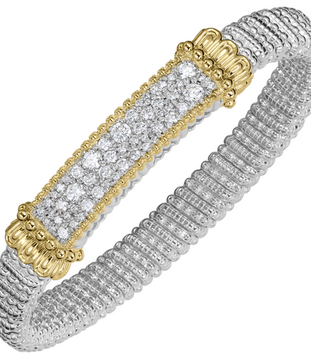 Vahan 14K Gold And Sterling Silver 8mm Diamond Closed Bar Bracelet