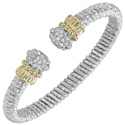 Vahan 14K Gold And Sterling Silver 6mm 0.42 CTW Diamond Open Cuff Bracelet