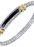 Vahan 14K Gold And Sterling Silver Black Onxy And 0.23 CTW Diamond 4mm Closed Bracelet