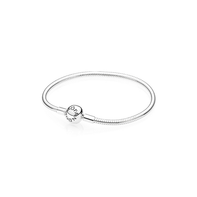 Pandora Moments Silver Round Clasp Snake Chain Bracelet 17