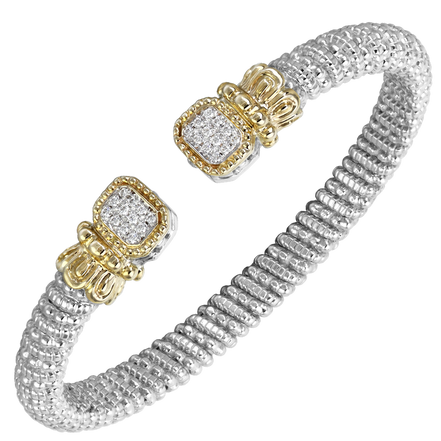 Vahan 14K Gold And Sterling Silver Diamond 6mm Open Cuff Bracelet