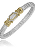 Vahan 14K Gold and Sterling Silver 0.43 CTW Diamond 4mm Closed Bar Bracelet