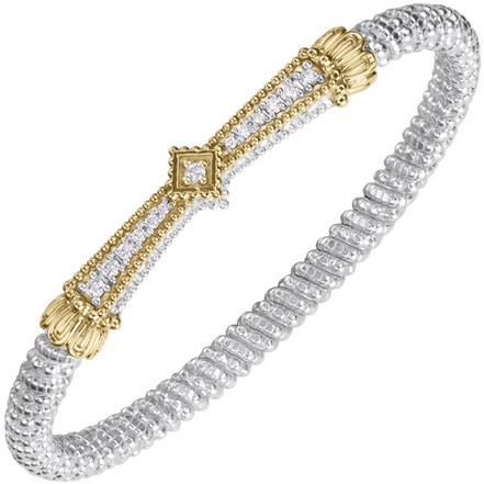 Vahan 14K Gold And Sterling Silver Diamond 4mm Closed Bracelet