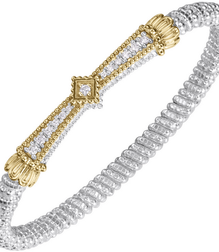 Vahan 14K Gold And Sterling Silver 0.27 CTW Diamond 4mm Closed Bracelet