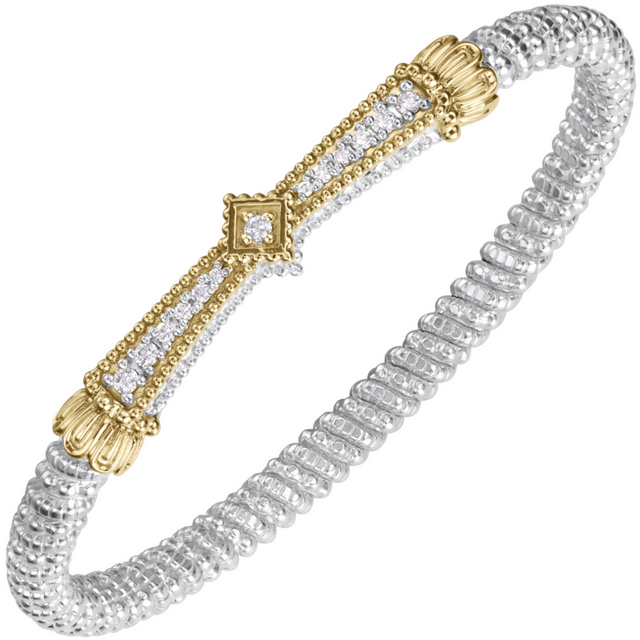 Vahan 14K Gold And Sterling Silver Diamond 4mm Closed Bracelet