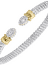Vahan 14K Gold And Sterling Silver 0.34 CTW Diamond Halo 4mm Open Cuff Bracelet