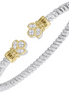 Vahan 14K Gold And Sterling Silver 3mm 0.16 CTW Diamond Open Cuff Bracelet