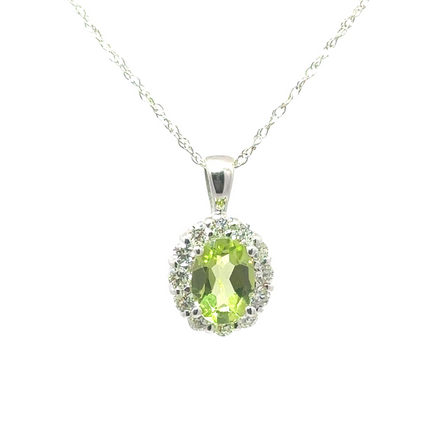 Ladies Peridot 14k White Gold Pendant Necklace
