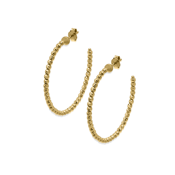 Desmos 18K Gold Overlay 35mm Slash Diamond-Cut Hoop Earrings