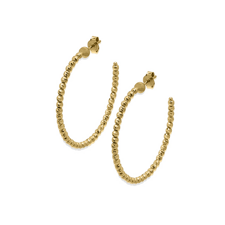 Desmos 18K Gold Overlay 35mm Slash Diamond-Cut Hoop Earrings