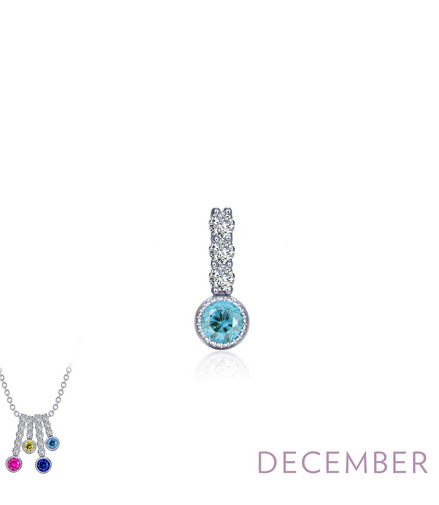 Lafonn 0.17 CTW Simulated Diamond And Blue Topaz December Birthstone Love Pendant