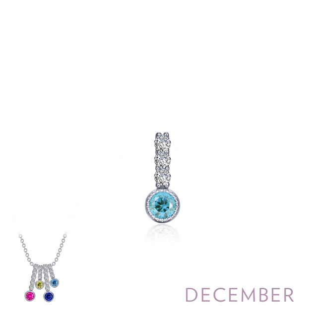 Lafonn 0.17 CTW Simulated Diamond And Blue Topaz December Birthstone Love Pendant