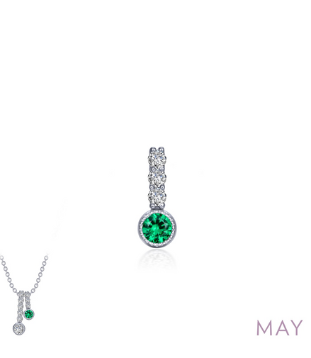 Lafonn 0.17 CTW Simulated Diamond And Emerald May Birthstone Love Pendant