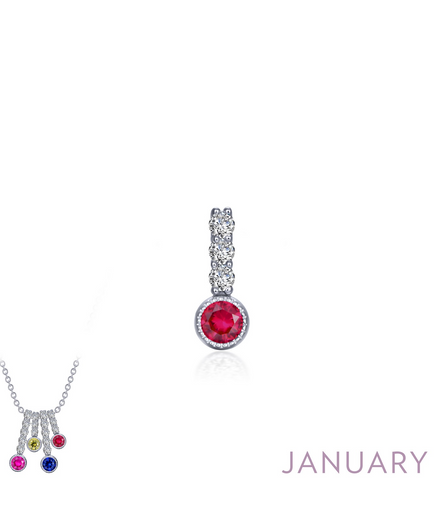 Lafonn 0.17 CTW Simulated Diamond And Garnet January Birthstone Love Pendant