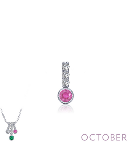 Lafonn 0.17 CTW Simulated Diamond And Siumluated Torumaline October Birthstone Love Pendant