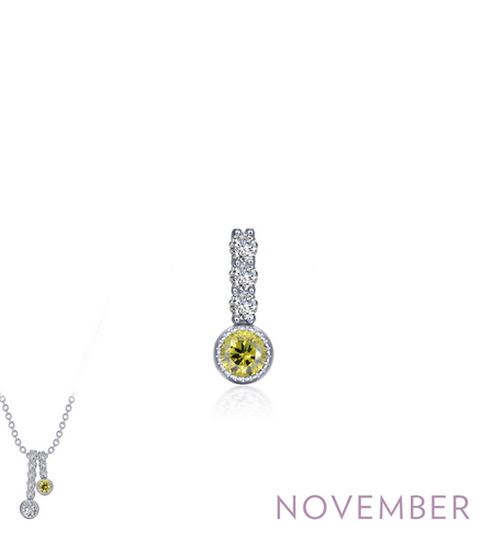 Lafonn 0.17 CTW Simulated Diamond And Simulated Yellow Topaz November Birthstone Love Pendant