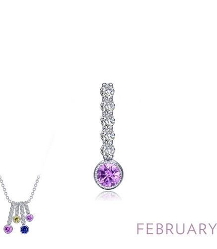 Lafonn 0.32 CTW Simulated Diamond And Simulated Amethyst February Birthstone Love Pendant