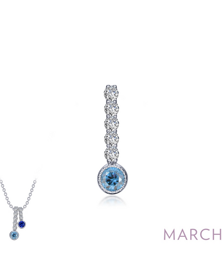 Lafonn 0.32 CTW Simulated Diamond And Simulated Aquamarine  March Birthstone Love Pendant