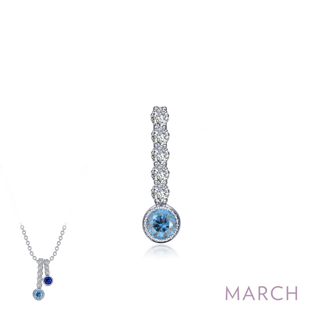 Lafonn 0.32 CTW Simulated Diamond And Simulated Aquamarine  March Birthstone Love Pendant