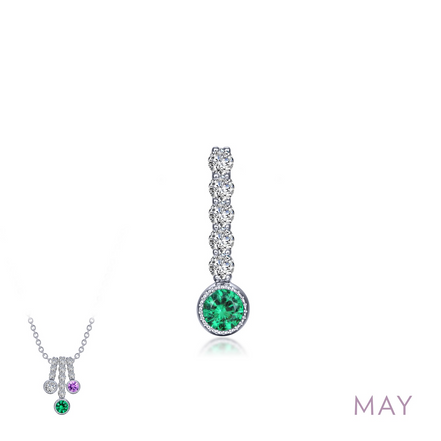 Lafonn 0.32 CTW Simulated Diamond And Simulated Emerald May Birthstone Love Pendant
