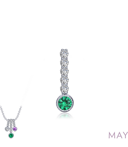 Lafonn 0.32 CTW Simulated Diamond And Simulated Emerald May Birthstone Love Pendant