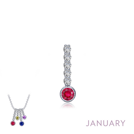 Lafonn 0.32 CTW Simulated Diamond And Simulated Garnet January Birthstone Love Pendant