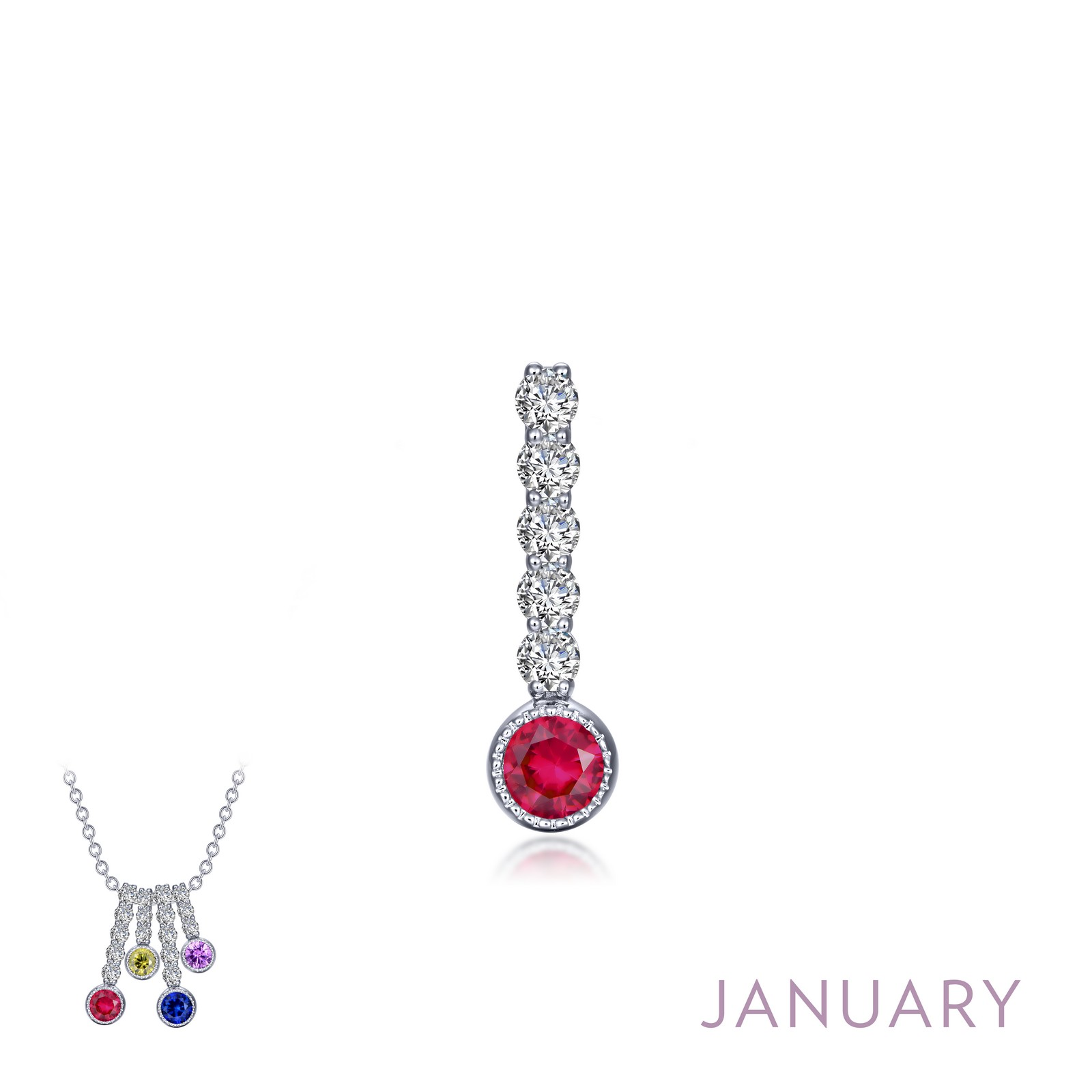 Lafonn 0.32 CTW Simulated Diamond And Simulated Garnet January Birthstone Love Pendant