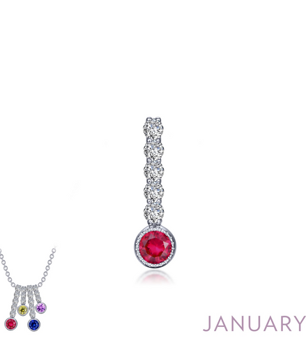 Lafonn 0.32 CTW Simulated Diamond And Simulated Garnet January Birthstone Love Pendant
