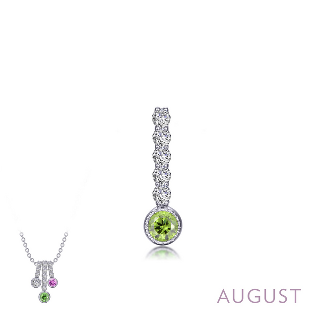 Lafonn 0.32 CTW Simulated Diamond And Simulated Peridot August Birthstone Love Pendant