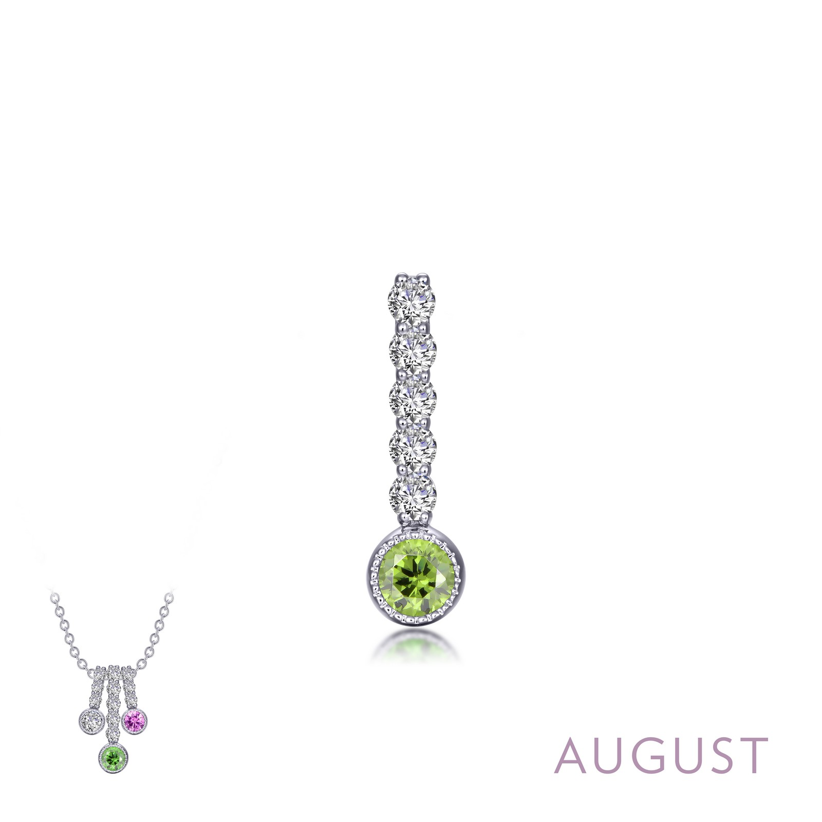 Lafonn 0.32 CTW Simulated Diamond And Simulated Peridot August Birthstone Love Pendant