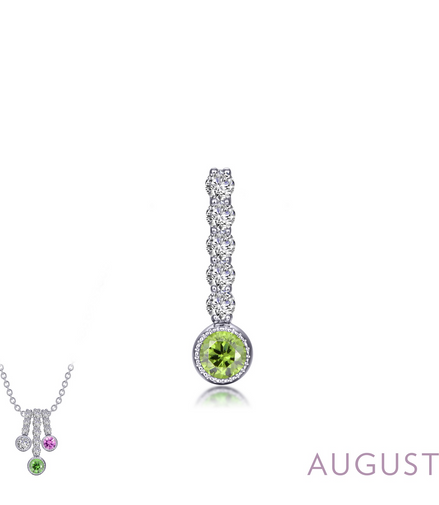 Lafonn 0.32 CTW Simulated Diamond And Simulated Peridot August Birthstone Love Pendant
