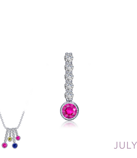 Lafonn 0.32 CTW Simulated Diamond And Lab Grown Ruby July Birthstone Love Pendant