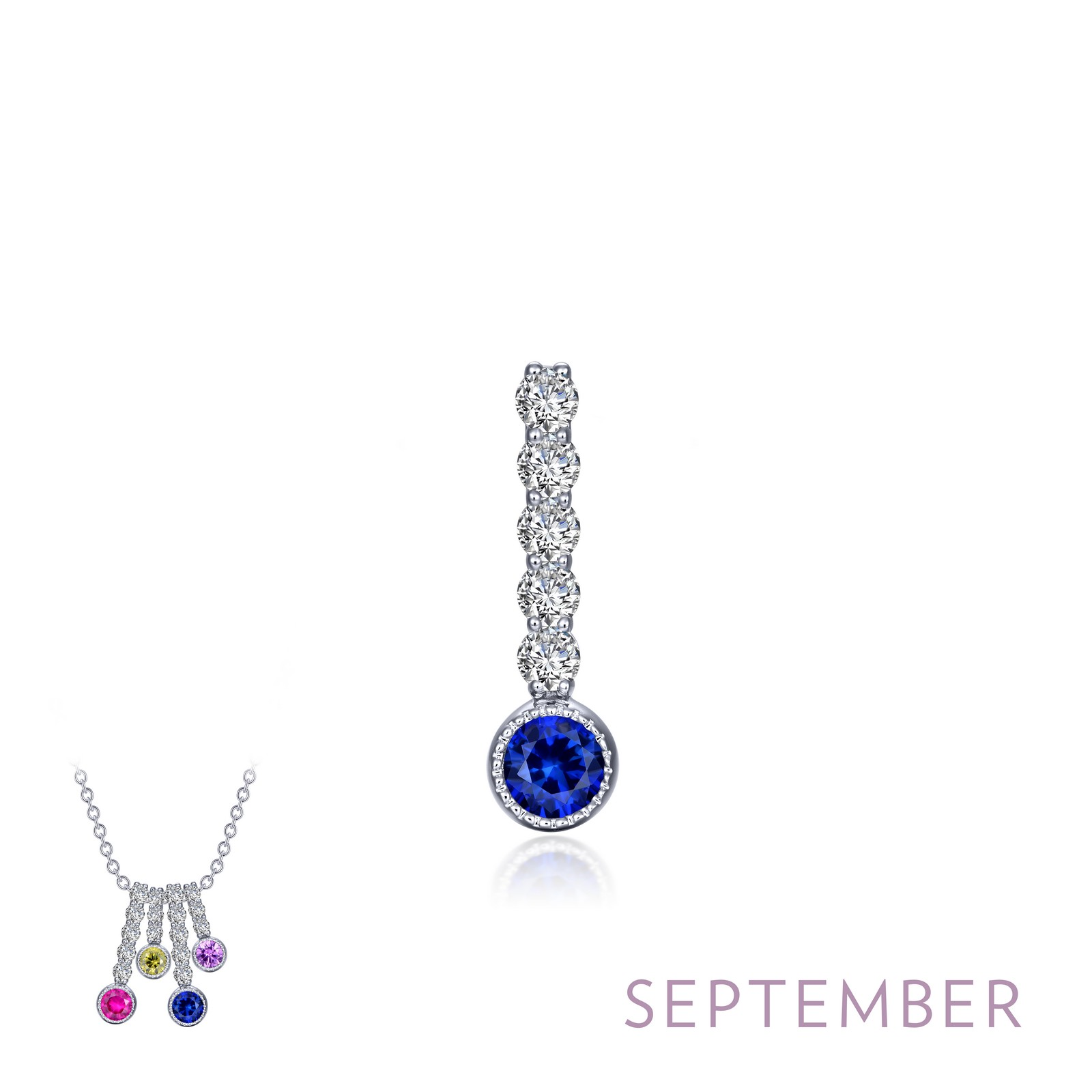 Lafonn 0.32 CTW Simulated Diamond And Lab Grown Sapphire September Birthstone Love Pendant