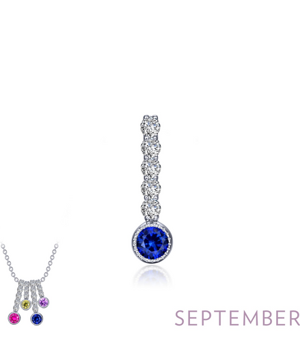 Lafonn 0.32 CTW Simulated Diamond And Lab Grown Sapphire September Birthstone Love Pendant