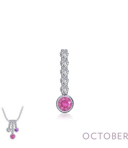 Lafonn 0.32 CTW Simulated Diamond And Simulated Tourmaline October Birthstone Love Pendant