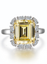 Lafonn 6.41 CTW Simulted Diamond And Fancy Yellow Emerald-Cut Halo Engagement Ring Size 7