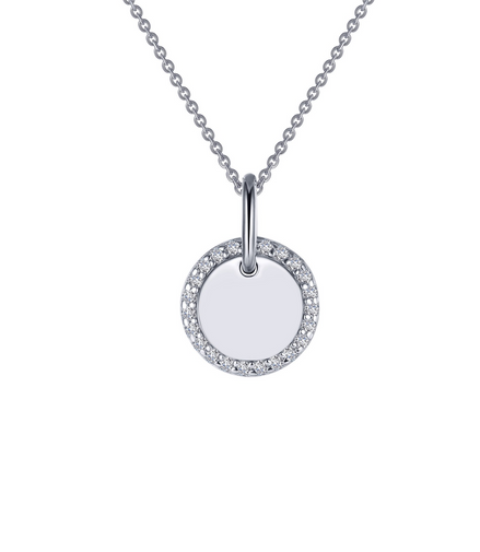 Lafonn 0.23 CTW Simulated Diamond Engraveable Round Disc Pendant Necklace