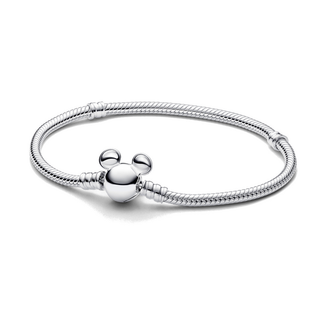Pandora Moments Disney Mickey Mouse Clasp Snake Chain Bracelet Size 17