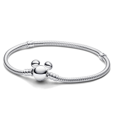 Pandora Moments Disney Mickey Mouse Clasp Snake Chain Bracelet Size 17