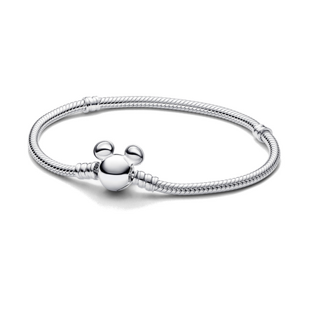 Pandora Moments Disney Mickey Mouse Clasp Snake Chain Bracelet Size 19