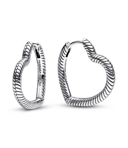 Pandora Moments Heart Charm Hoop Earrings