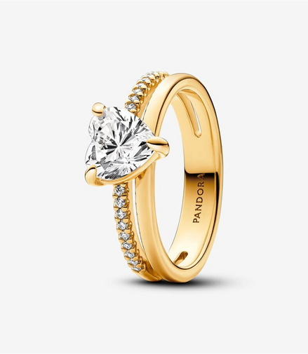 Pandora Timeless Double Band Heart Ring Size 8.5