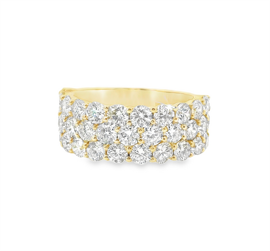 14K Yellow Gold And 3.5 CTW Triple Row Daimond Ring