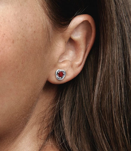 Pandora Moments July True Red Eternity Circle Stud Earrings