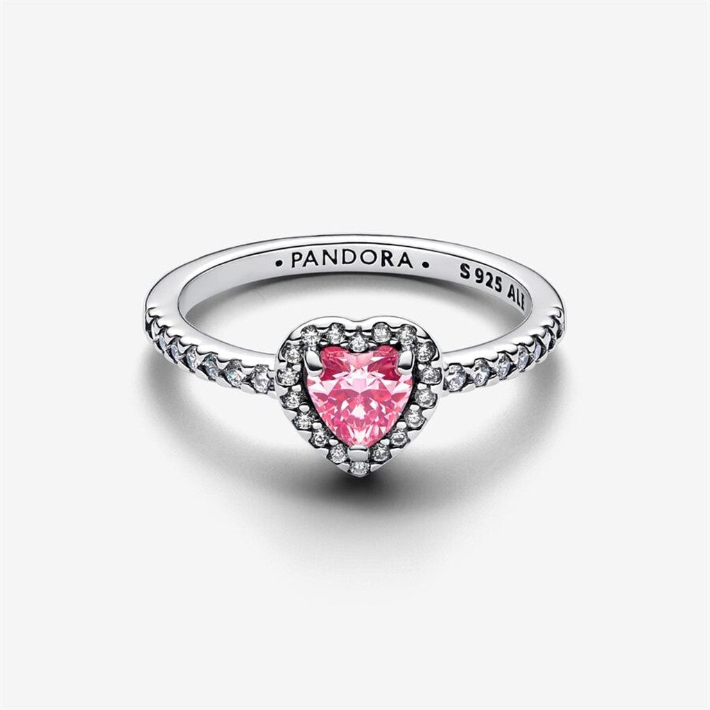 Pandora Timeless Elevated Pink Heart Ring Size 8.5