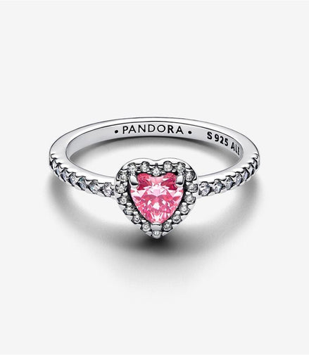 Pandora Timeless Elevated Pink Heart Ring Size 8.5