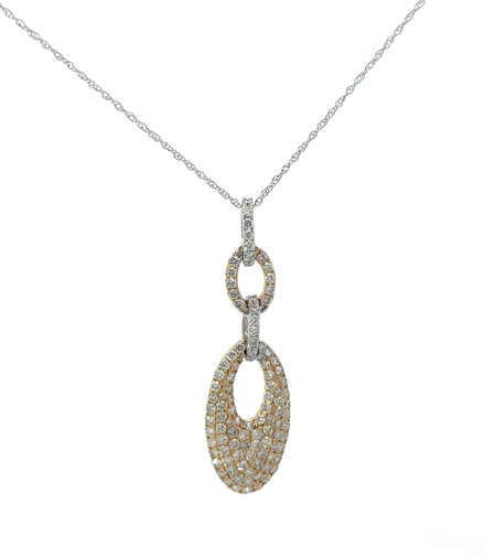 Ladies 14K Gold And 1.23 CT Pave' Diamond Fashion Pendant Necklace